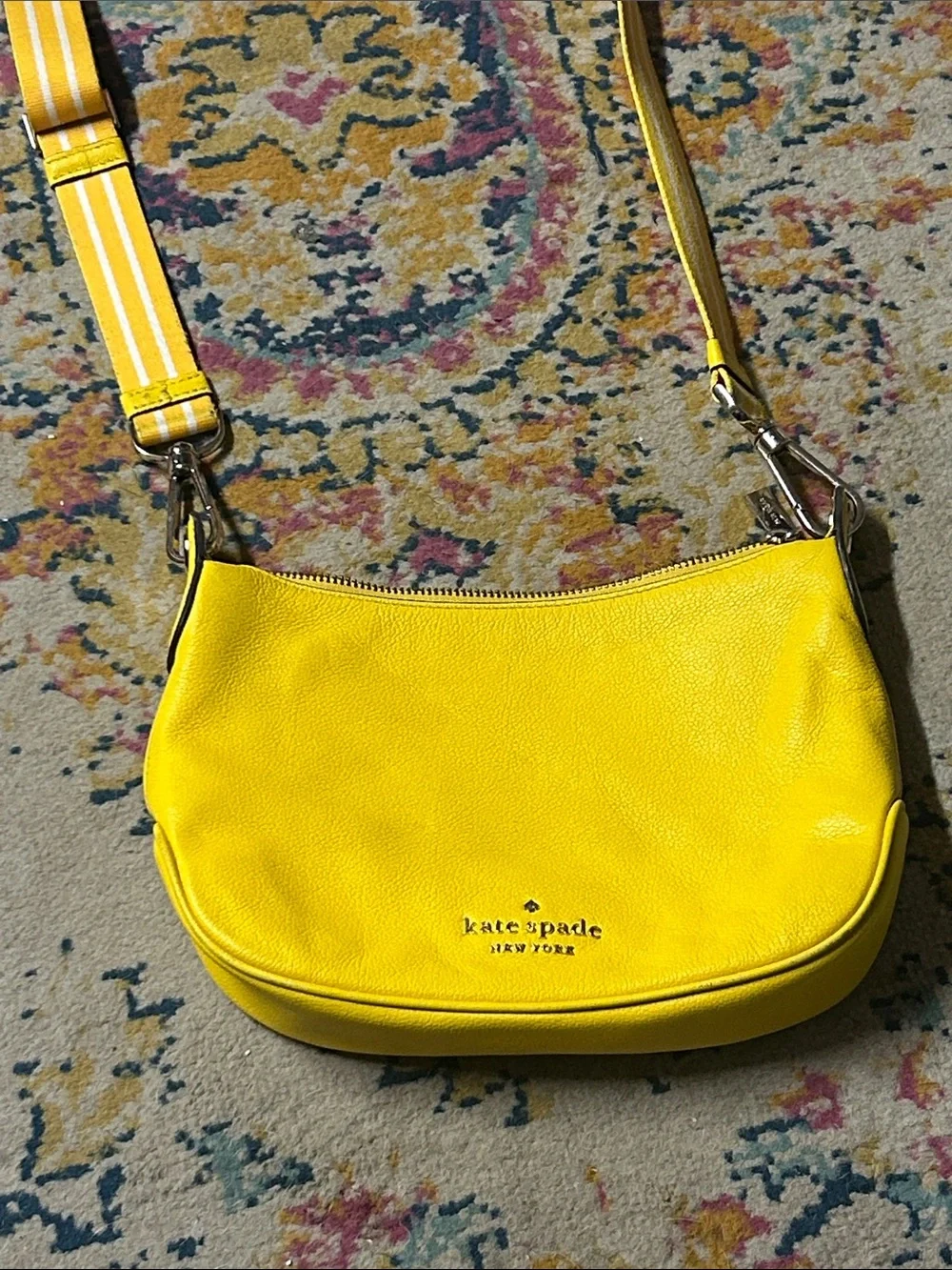 kate spade‎ Yellow Leather Crossbody with Striped Strap